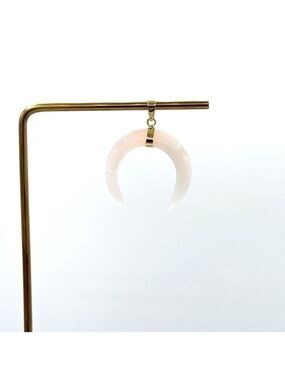 Rose quartz quarter moon pendant